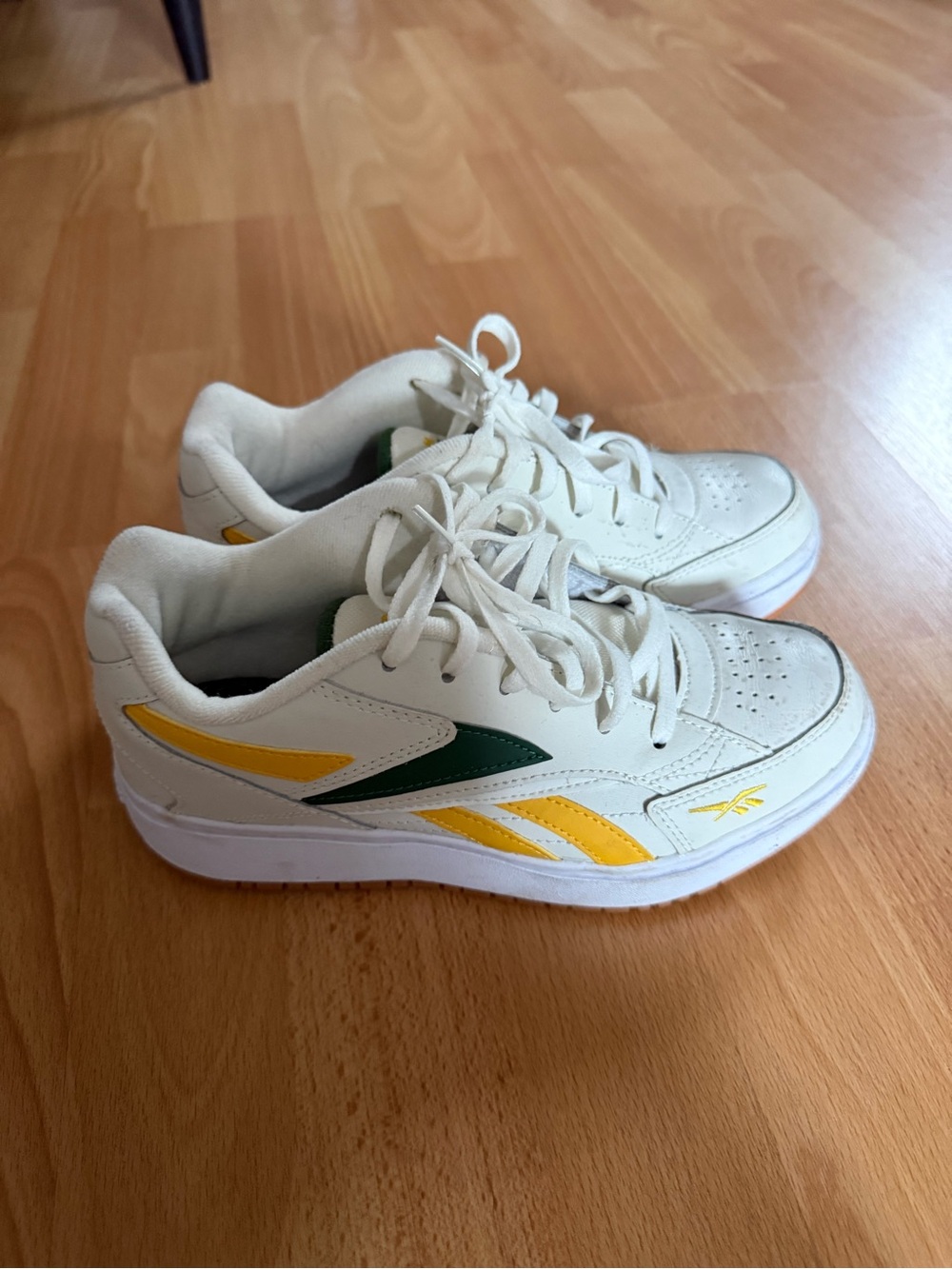 Reebok Kids White Sneakers with Yellow and Green Accents